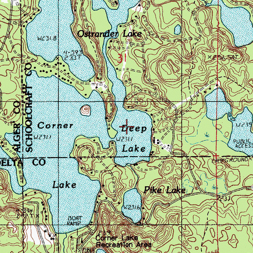 Topographic Map of Deep Lake, MI