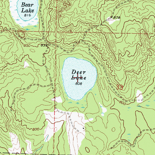 Topographic Map of Deer Lake, MI