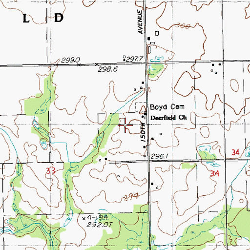 Topographic Map of Deerfield Church, MI