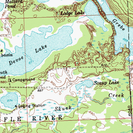 Topographic Map of Devoe Lake, MI