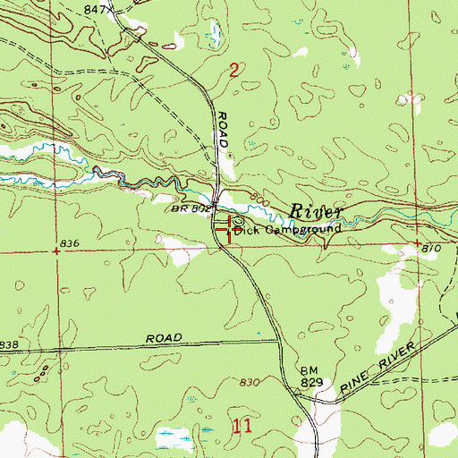 Topographic Map of Dick Campground, MI