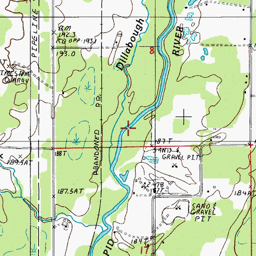 Topographic Map of Dillabough Creek, MI