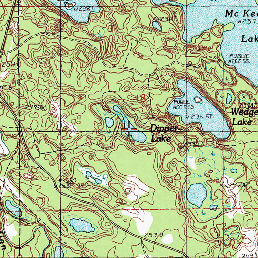 Topographic Map of Dipper Lake, MI