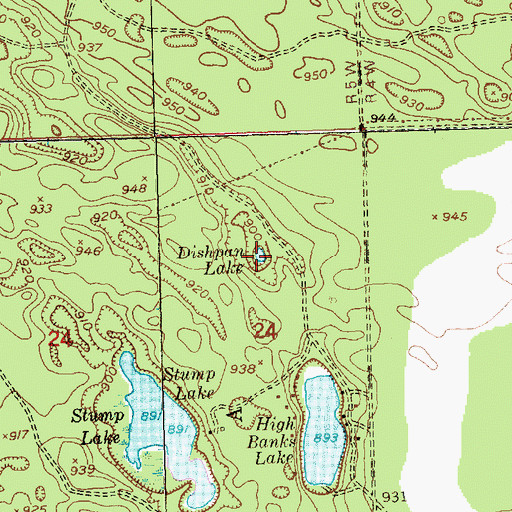 Topographic Map of Dishpan Lake, MI