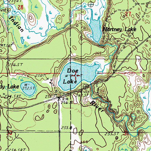 Topographic Map of Doe Lake, MI