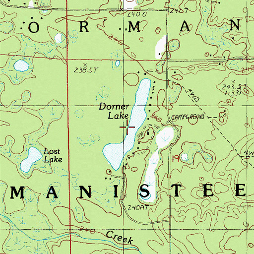 Topographic Map of Dorner Lake, MI