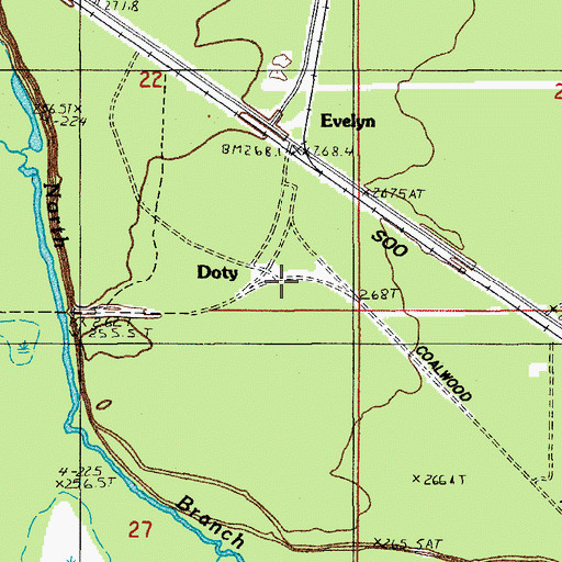 Topographic Map of Doty, MI