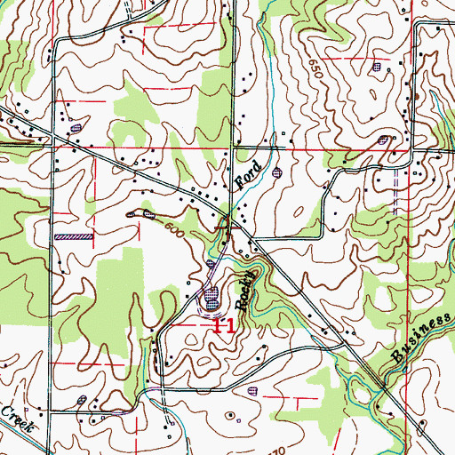 Topographic Map of Rocky Ford School (historical), AL