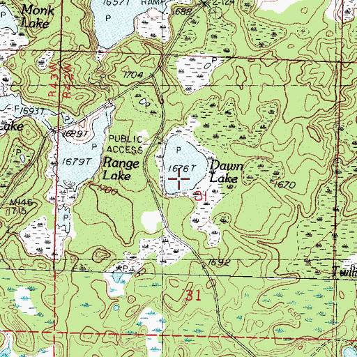 Topographic Map of Down Lake, MI