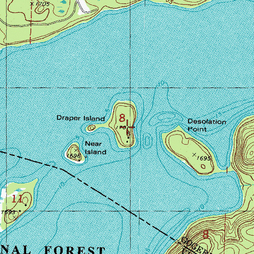 Topographic Map of Draper Island, MI