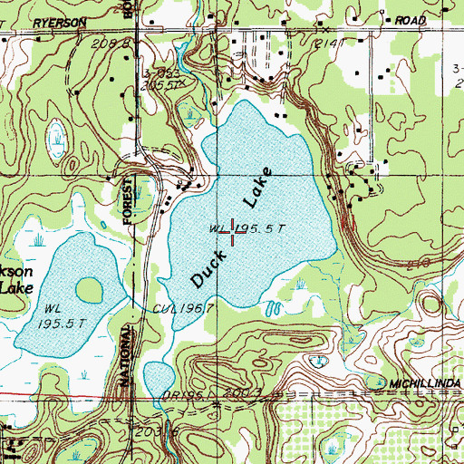 Topographic Map of Duck Lake, MI