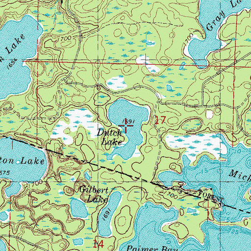 Topographic Map of Dutch Lake, MI