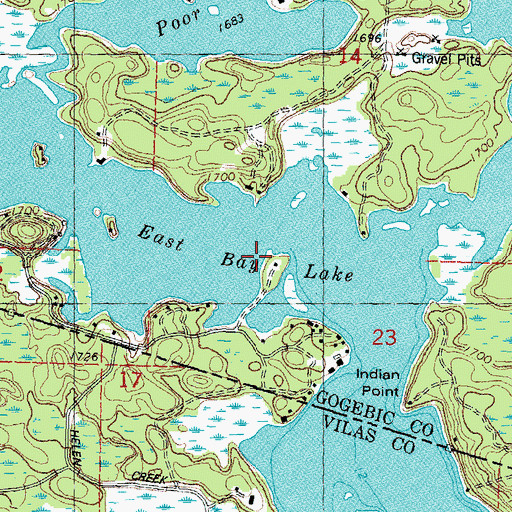 Topographic Map of East Bay Lake, MI
