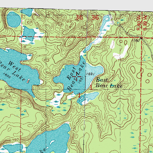 Topographic Map of East Bear Lake, MI