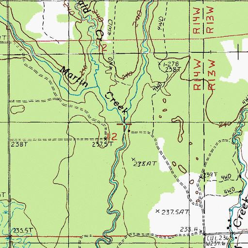 Topographic Map of East Branch Heald Creek, MI