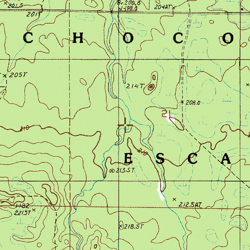 Topographic Map of East Branch LeVasseur Creek, MI