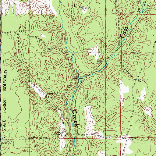 Topographic Map of East Branch Wheeler Creek, MI