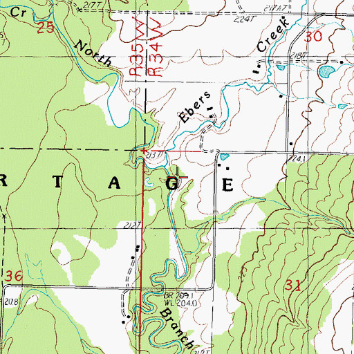 Topographic Map of Ebers Creek, MI