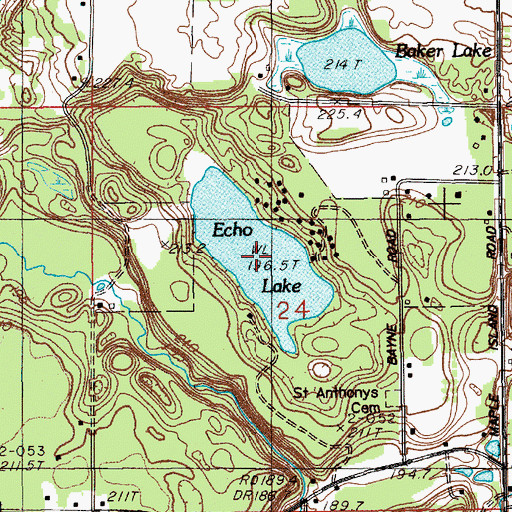 Topographic Map of Echo Lake, MI
