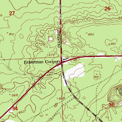 Topographic Map of Eckerman Corner, MI