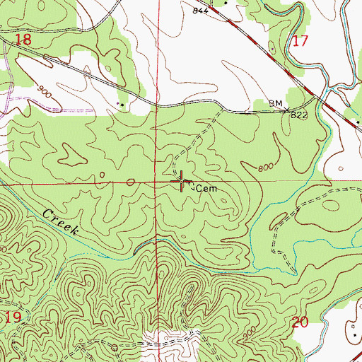 Topographic Map of Antioch Church (historical), AL