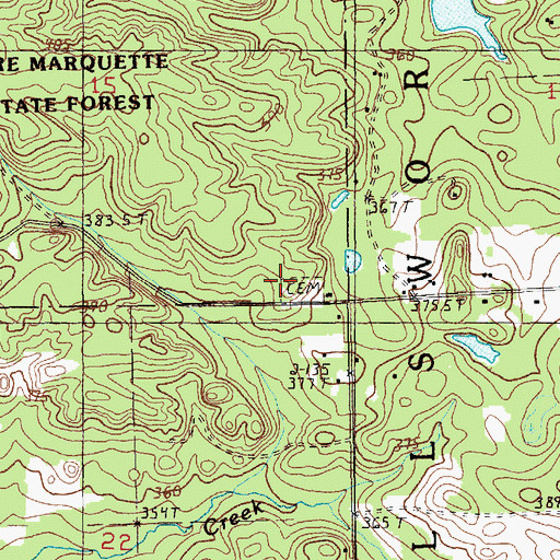 Topographic Map of Ellsworth Cemetery, MI