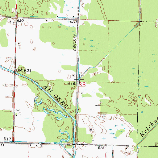 Topographic Map of Elm Creek, MI