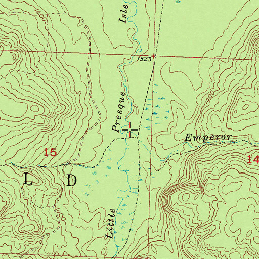 Topographic Map of Emperor Creek, MI