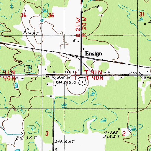 Topographic Map of Ensign, MI
