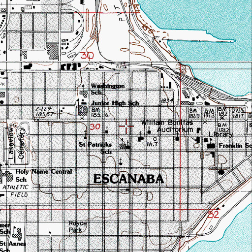 Topographic Map of Escanaba, MI