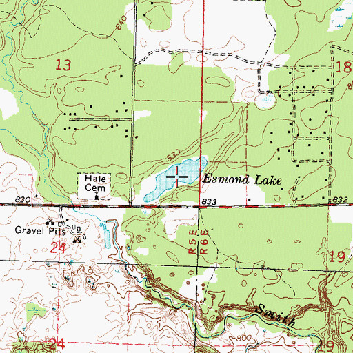 Topographic Map of Esmond Lake, MI