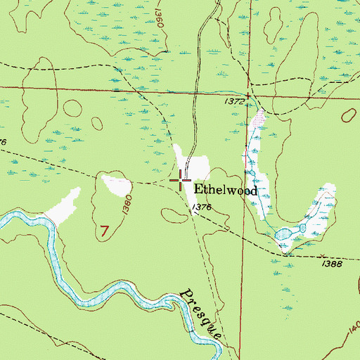 Topographic Map of Ethelwood, MI