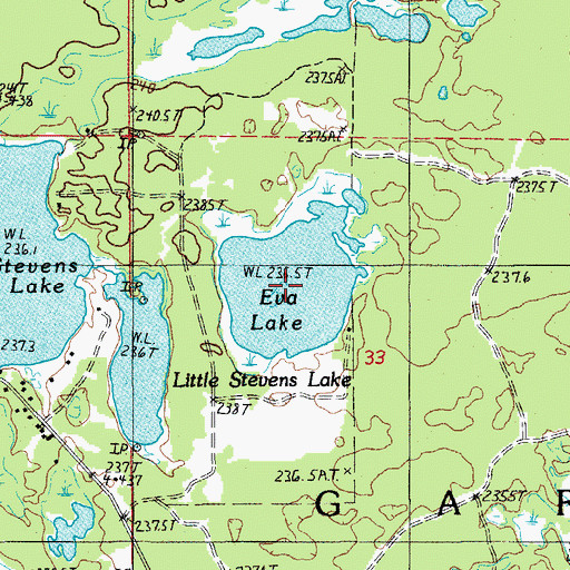 Topographic Map of Eva Lake, MI