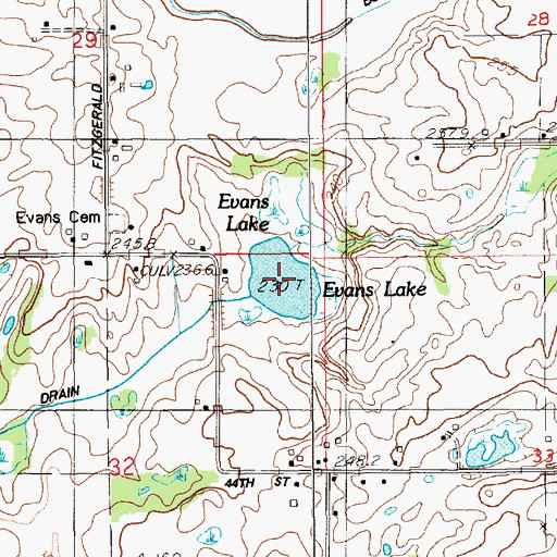 Topographic Map of Evans Lake, MI