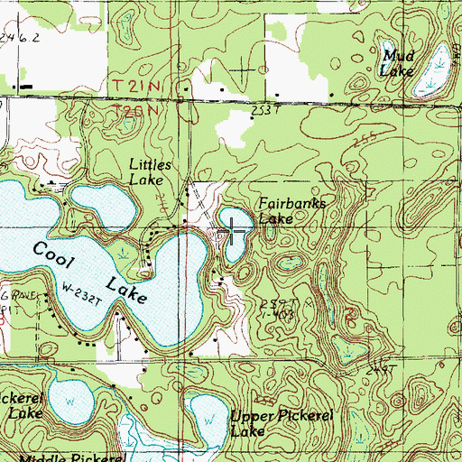 Topographic Map of Fairbanks Lake, MI