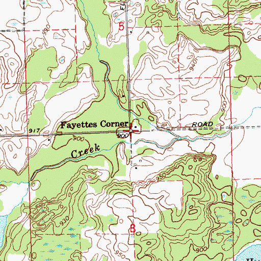 Topographic Map of Fayettes Corner, MI