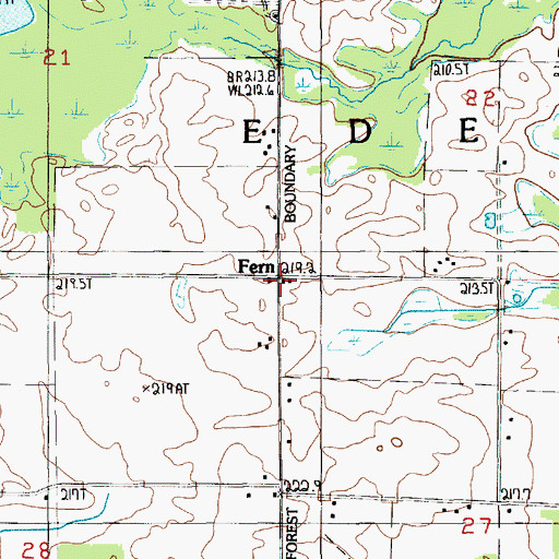 Topographic Map of Fern, MI