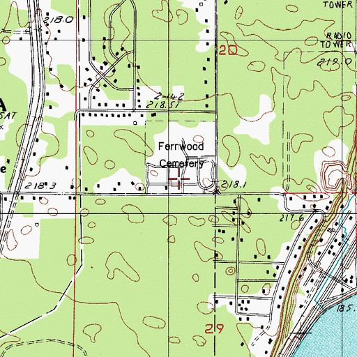 Topographic Map of Fernwood Cemetery, MI