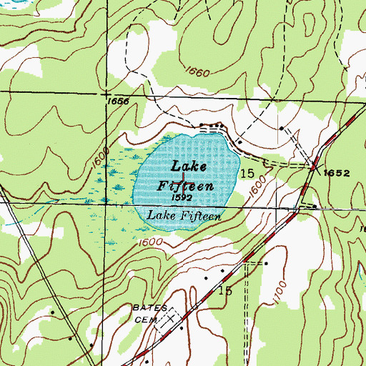 Topographic Map of Lake Fifteen, MI