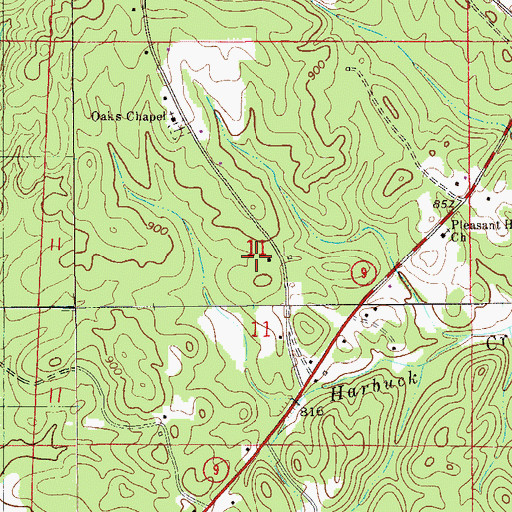 Topographic Map of Center School (historical), AL