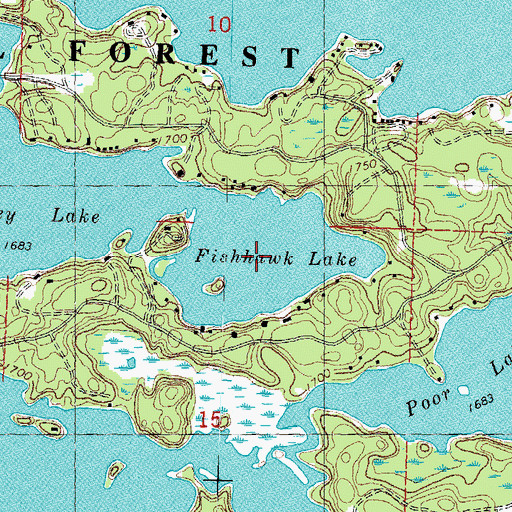Topographic Map of Fishhawk Lake, MI