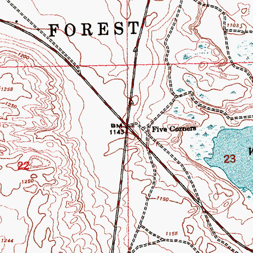 Topographic Map of Five Corners, MI