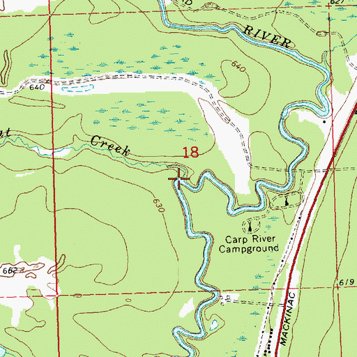 Topographic Map of Flat Creek, MI