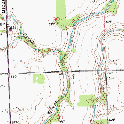 Topographic Map of Sanderson Creek, MI