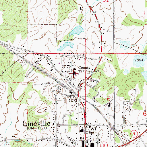 Topographic Map of Clay County Area Vocational Center, AL