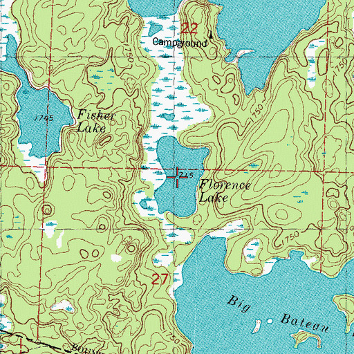 Topographic Map of Florence Lake, MI