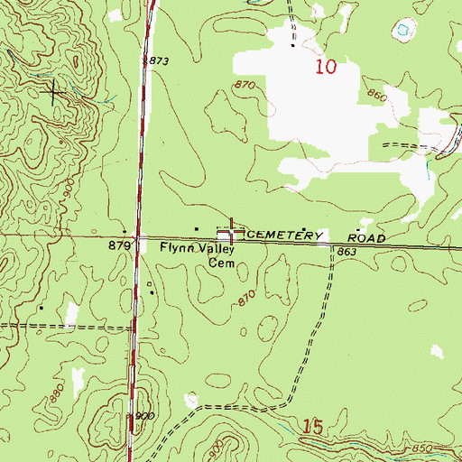 Topographic Map of Flynn Valley Cemetery, MI