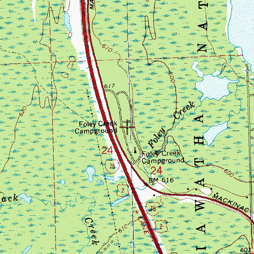 Topographic Map of Foley Creek Campground, MI