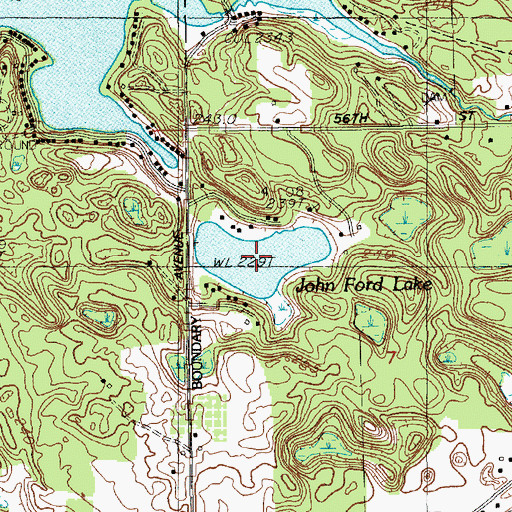 Topographic Map of John Ford Lake, MI