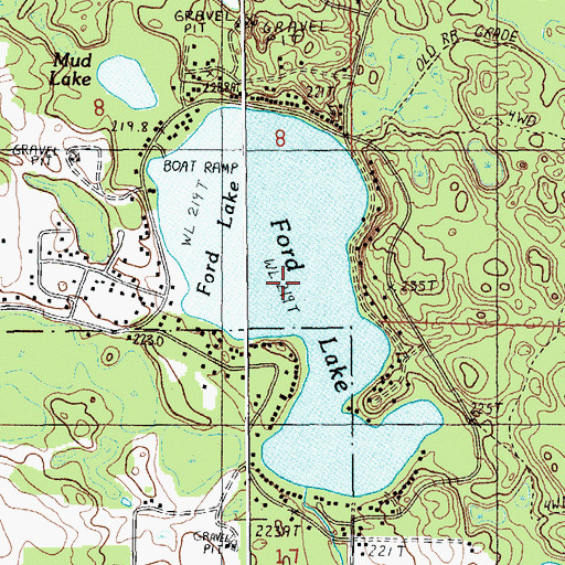 Topographic Map of Ford Lake, MI
